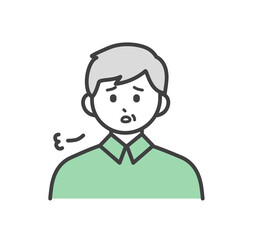 高齢男性の表情とジェスチャーのイラスト素材