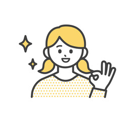 女の子の表情とジェスチャーのイラスト素材