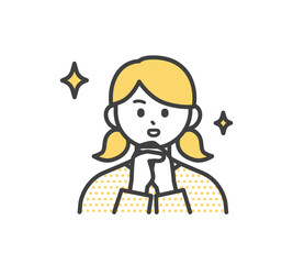 女の子の表情とジェスチャーのイラスト素材