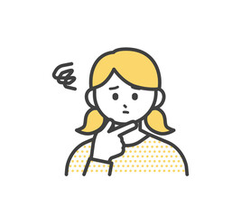 女の子の表情とジェスチャーのイラスト素材