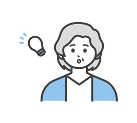 高齢女性の表情とジェスチャーのイラスト素材