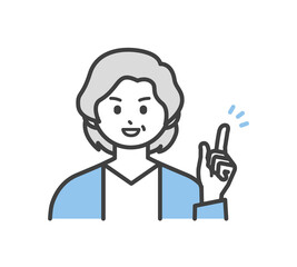 高齢女性の表情とジェスチャーのイラスト素材