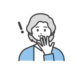 高齢女性の表情とジェスチャーのイラスト素材