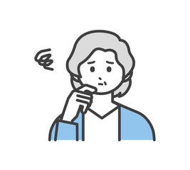 高齢女性の表情とジェスチャーのイラスト素材