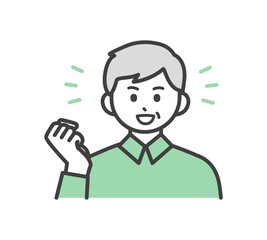 高齢男性の表情とジェスチャーのイラスト素材