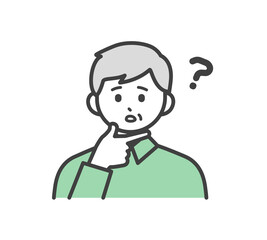 高齢男性の表情とジェスチャーのイラスト素材