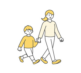 手を繋ぐ親子のイラスト素材