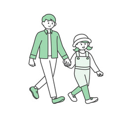 手を繋ぐ親子のイラスト素材