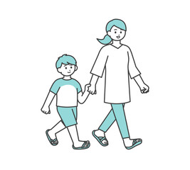 手を繋ぐ親子のイラスト素材