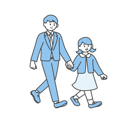 手を繋ぐ親子のイラスト素材