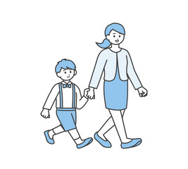 手を繋ぐ親子のイラスト素材