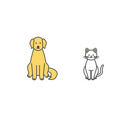 Obraz premium 犬と猫のイラスト素材