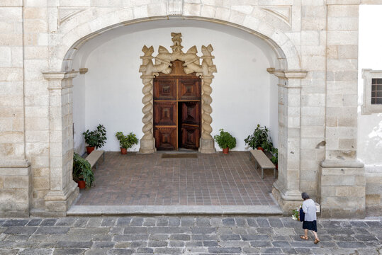 Manueline door of the Paróquia da Sé in Evora, Portugal
