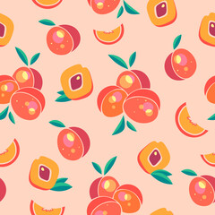 peach pattern. vector fruit pattern in pastel, warm colors