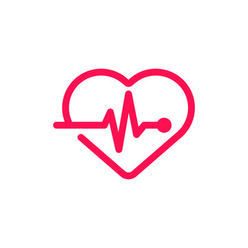 Heartbeat Icon Vector Illustration Logo Template. Heart pulse vector icon or logo element in outline style. Life icon vector. Flat Icon Heart Cardiology Symbol.