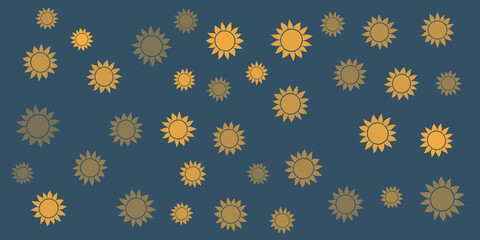 Lots of Orange Flowers or Suns of Various Sizes- Vintage Style Texture, Natural Floral Pattern Background, Design Element in Editable Vector Format