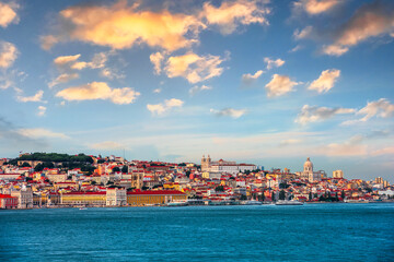 Naklejka na ściany i meble Lisbon, Portugal skyline on the Tagus River