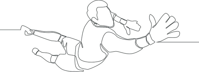 Single continuous line drawing  style catches the ball at the stadium. one line draw design graphic vector illustration.