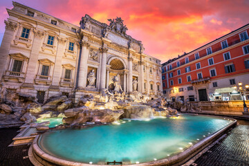 Plakat Rome, Lazio, Italy at the Trevi Fountain