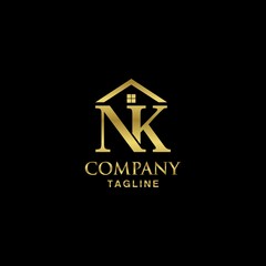 luxury letter nk home logo design template