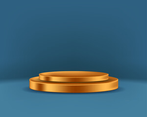 Realistic gold podium on the studio background Vector