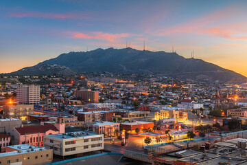 El Paso, Texas, USA  Downtown City Skyline in the Morning