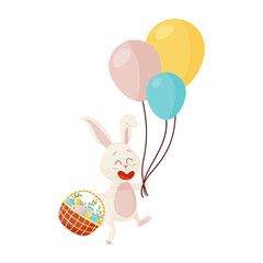 Bunny Character. Flying and Laughing Funny, Happy Easter Rabbit.