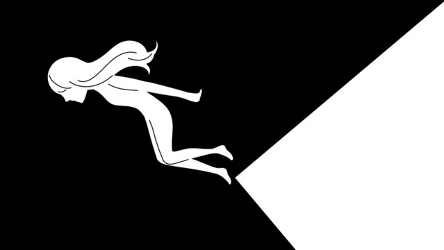 recommend clip art: 飛び降りる女性のシルエットの自殺イメージの抽象的なイラスト