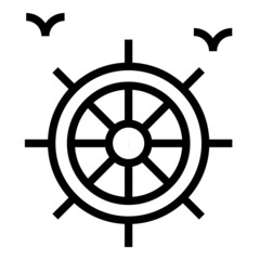 Obraz premium Ship Steering Wheel Flat Icon Isolated On White Background