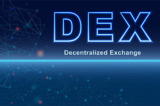 DEX, Decentralized exchanges. DEX abstract digital illustration concept for banner, website, landing page, ads, flyer template.