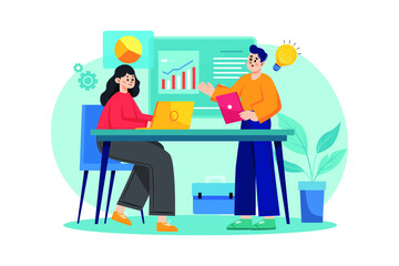 Digital Marketing Illustration concept. Flat illustration isolated on white background