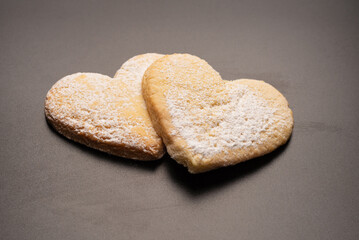Shortbread in the shape of a heart isolated on white background.