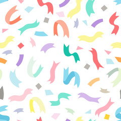 Colorful Sweet Ribbon Part seamless pattern. Abstract art print. Design for paper, covers, cards, fabrics, interior items and any. Vector illustration about celebration.