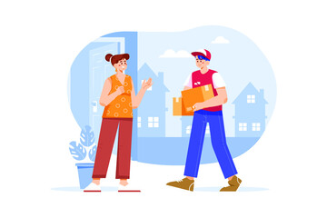 Parcel Delivery Illustration concept. Flat illustration isolated on white background