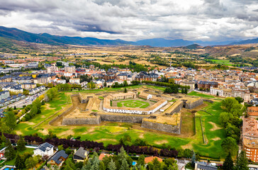Fototapeta na wymiar Aerial view Jaca Citadel in Huesca, Spain