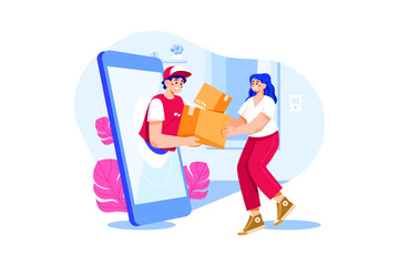 Parcel Delivery Illustration concept. Flat illustration isolated on white background