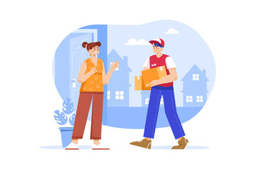 Parcel Delivery Illustration concept. Flat illustration isolated on white background