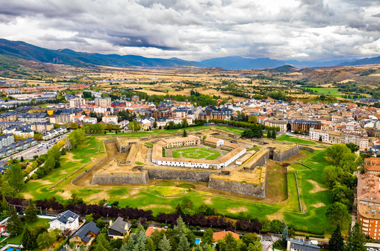 Aerial view Jaca Citadel in Huesca, Spain