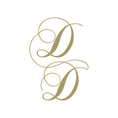 gold script monogram, letter d and letter 