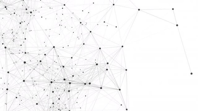 network lines structure. 3D digital data technology concept. Seamless Loop 4K with copy space white Background	