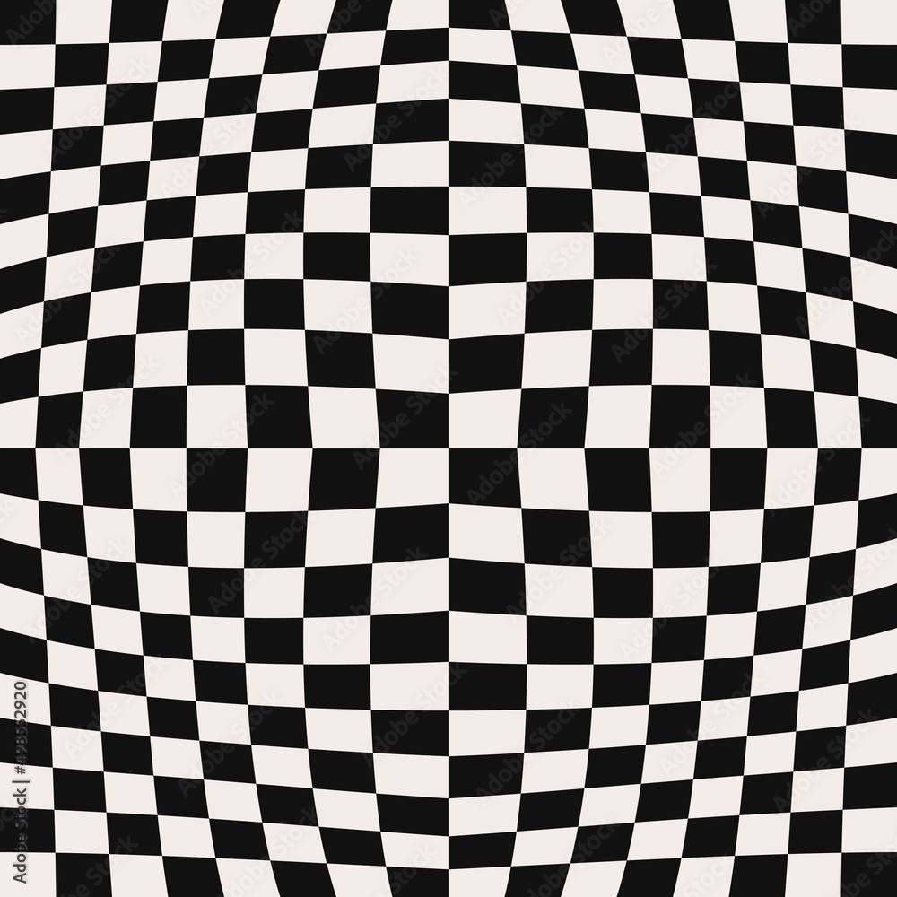Poster Vector 3d canvas of black and white striped squares. Checkered seamless canvas. Vector chess pattern.