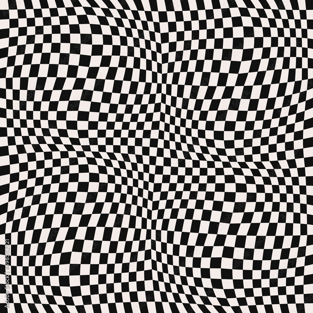 Poster Vector 3d canvas of black and white striped squares. Checker simple seamless pattern.