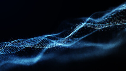 Futuristic point wave. Abstract background with a dynamic wave.Connecting background. Abstract wave. Artificial intelligence. Big data technology 3d rendering