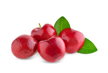 Red Cherry berries isolated on white background.