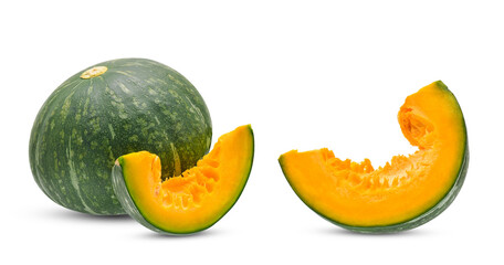 Green pumpkin isolated on white background