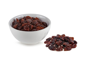 Dried raisins isolated on white background