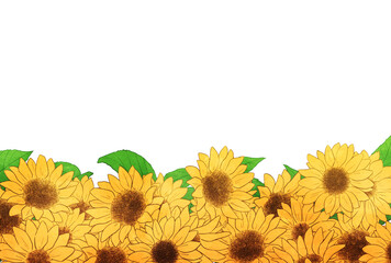 背景素材_水彩風_ひまわり