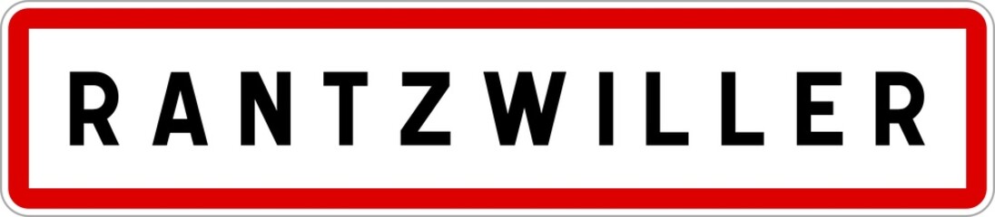 Obraz premium Panneau entrée ville agglomération Rantzwiller / Town entrance sign Rantzwiller