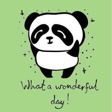 Vector card with cute panda and funny quotes for kid's interiors, banners and posters.