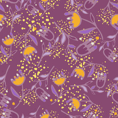 Fototapeta na wymiar Creative flower seamless pattern. Folk floral wallpaper.